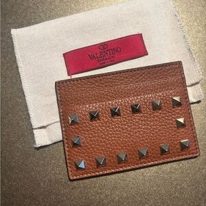 Valentino Brown Studded Card Holder